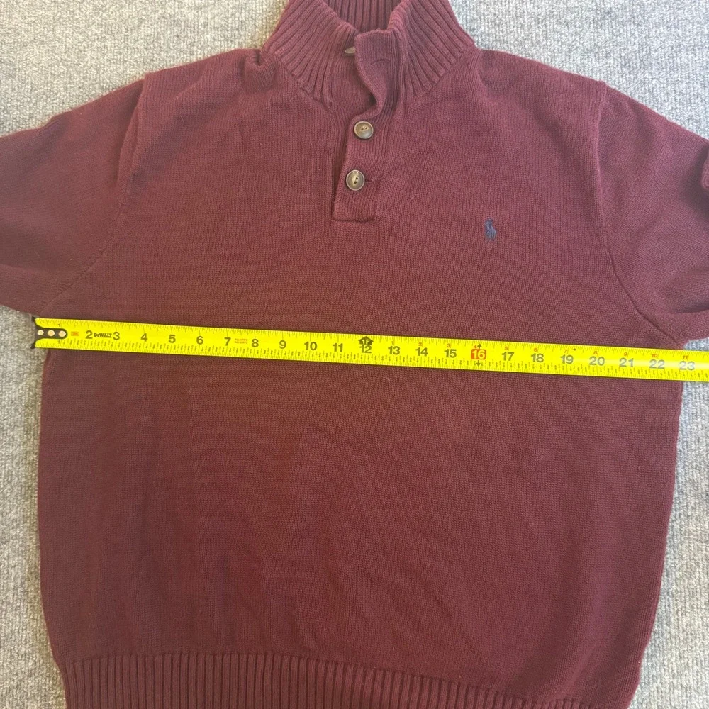 Polo Ralph Lauren Mens XL Burgundy Mock Neck 3-Button Knit Sweater Pony Logo